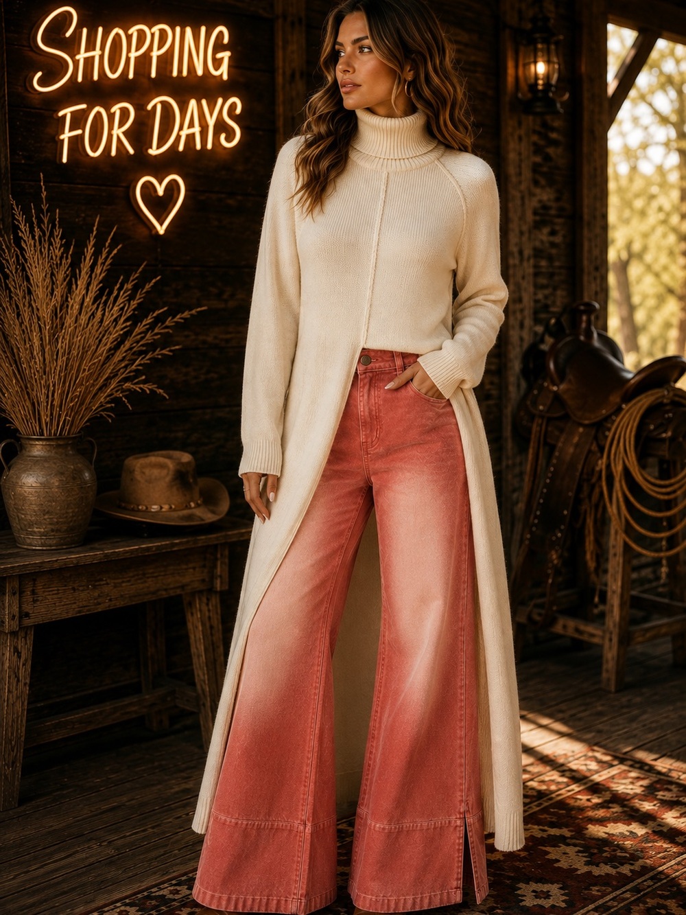 Cozy Cream Longline Turtleneck Sweater